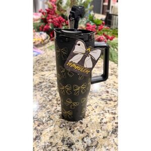 Wellness 40oz Hydration Tumbler - Black with Gold Bows - NWT